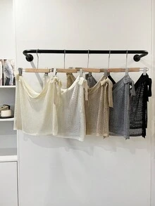 1pc Women's Solid Color Knitted Hollow Lightweight Decorative Versatile Sunscreen Casual Party Street Style Shawl, Skirt, Beach Dress, Suitable For Spring, Summer, Autumn - Multicolor - View 9