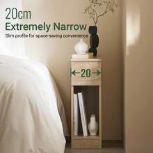 SoBuy FBT111-N Nightstand With Drawer For Box Spring Bed, Sofa Table, Side Table, Narrow Telephone Table, Bedside Table, Night Chest, Natural Finish, Approx. 20x60x35cm (WxHxD). - Brown - View 5