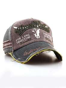 1pc 2026 New Baseball Cap, Embroidered Bull Head Design, Outdoor Sports Hat, Casual Versatile Sun Protection, Retro Style, Multi-Color Options, Distressed American Vintage Look, Unisex Spring/Autumn Adjustable Snapback Hat, Essential For Outdoor, Commuting - Multicolor - View 11