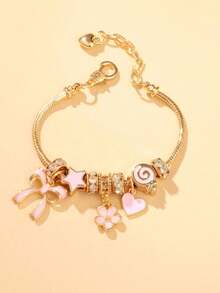 Fashionable Bowknot Candy DIY Handmade Bracelet, Small Accessory Design Bracelet, Gift For Girl, Pink Handmade Bracelet - 均碼 - 查看 4