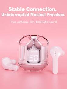 1副透明TWS无线蓝牙耳机，立体声无线耳塞，LED电量显示，Type-C充电盒兼容所有智能手机，适用于游戏、音乐、户外/商务活动，成人适用，电容式麦克风，150mAh可充电电池，锂离子聚合物电池 - 均碼 - 查看 10