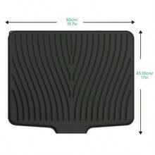 Silicone Kitchen Sink Drying Mat Rectangle Non Slip Worktop Saver Dish Drainer - Black - View 4