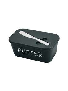 Butter Dish Set With Stainless Steel Knife – Covered Cheese Box, Food Storage For Butter, Cheese & More, Perfect For Home Kitchen & Picnics - màu đen - Xem 2