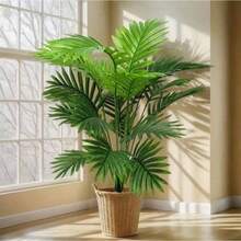 Artificial Areca Palm In Pot (Pot Not Included) - Outdoor/Indoor Shrub That Can Be Planted Directly In The Ground, An Evergreen Wealth Tree Suitable For Gardens, Patios And Balconies. Enhances The Aesthetics Of The Garden With Artificial Indoor/Outdoor Trees. - 綠色 - 查看 6
