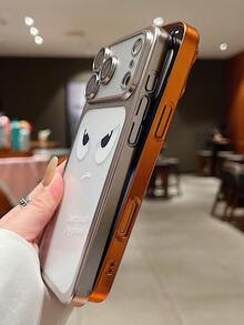 Expression Luxury Matte Translucent TPU Angry Eye Pattern Phone Case Compatible With IPhone 17 Pro Max 16 15 14PLUS 13 12 11Pro Air Shockproof Back Cover - Orange - View 3