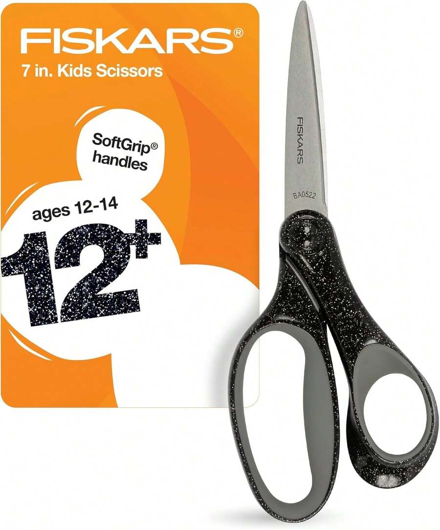 Tijeras con purpurina para estudiantes zurdos de 7 pulgadas, para niños de 12 años, tijeras para zurdos para la escuela o manualidades, suministros para el regreso a la escuela - Diestros - Ver 1