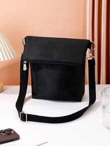 Casual Flip-Top Messenger Bag, Business Commute Crossbody Bag, Travel Lightweight Large Capacity Tote Handbag For Men - Black - View 2