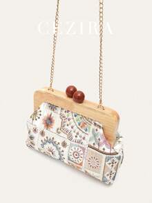 Women's Clutch Bag, Luxury Design, Fashion Floral Embroidery Fabric, Wooden Frame Magnetic Closure, Handbag, Shoulder Bag, Crossbody Bag, Daily, Holiday, Travel, Gift - Multicolor - View 6