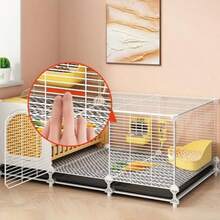 DJKFH Jaula Cobaya Jaula Conejo Jaula para Mascotas Pequeña Jaula para Mascotas Mejorada Ventilada Y Transpirable La Puerta r Se Puede Abrir con Caja De Agua Caja De Comida Bandeja Y - 734743cm - Ver 4