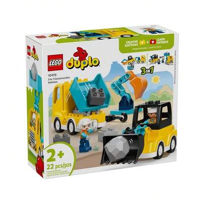  LEGO Duplo Series 10475 3-In-1 Construction Vehicle Model For Boys And Girls, Educational Building Block Toy