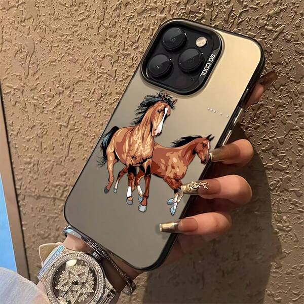 1 pièce Coque de téléphone cheval compatible avec Apple 11 12 13 14 15 16 17 Pro Max X 7plus 8plus Xs Max XS, coque dure anti-chute et antichoc, design minimaliste vintage élégant et époustouflant, peut être offert à des amis ou à un(e) amoureux(se)