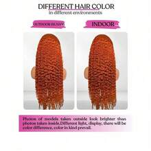 34 Inch Ginger # 350 Deep Wave 13x4 Lace Front Wigs Human Hair 200% Density Lace Frontal Wigs Blended Human Hair Pre Plucked #350 Deep Curly Wave HD Lace Front Wigs For Women - S350 - View 11