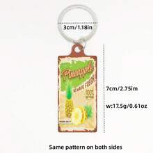 1个金属双面UV印刷水果元素钥匙扣，男女通用时尚配饰包包挂饰钥匙圈，适合作为礼物 - 彩色 - 查看 7