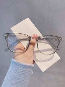 Transparent Non-Prescription Large Frame Glasses, Lightweight And Comfortable (With Glasses Case), Suitable For Summer Beach, Outdoor Activities And Travel