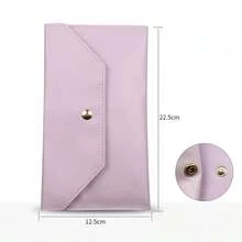 PU Minimalist Envelope-Style Makeup Brush Holder - Portable Snap-Button Hanging Pouch, Multi-Color Travel Cosmetic Storage Bag - Multicolor - View 14