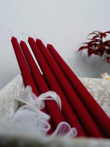 2支装（10英寸）勃艮第酒红色持久留香蜡烛，包含蜡烛套装，燃烧时间8小时，万圣节蜡烛中心装饰，圣诞节家居装饰，烛台礼品，适合赠送给家人、朋友和女性，冬至礼物 - 紅色 - 查看 7