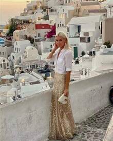 Spring And Autumn Direct  Women's Sequin Long Skirt Sequin Skirt - 圖片色 - 查看 7