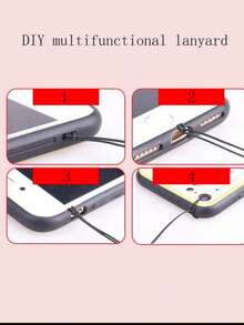 1pc Lip Print Delicate Textured Thick Anti-Drop Painted Phone Case With Detachable Leather Heart Wrist Strap DIY Pendant Charm, Suitable For IPhone XR/11/12/13/14/15 Plus, 16 Pro Max, 17 Air Series - Multicolor - View 5