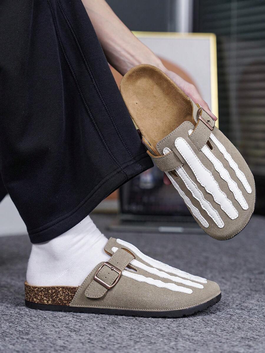 Unisex Slip-On Sandals, Durable Casual Slippers, Comfortable Driving Shoes - Khaki - View 1