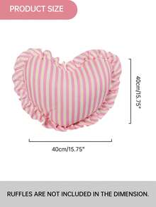 1pc Heart Pattern Decorative Throw Pillow, Single-Sided Print With Ruffle Trim, Romantic French Style, Suitable For Living Room, Bedroom, Dorm, Sofa Decor, Couple Gift, Machine Washable, Oeko-Tex Certified - Multicolor - View 3