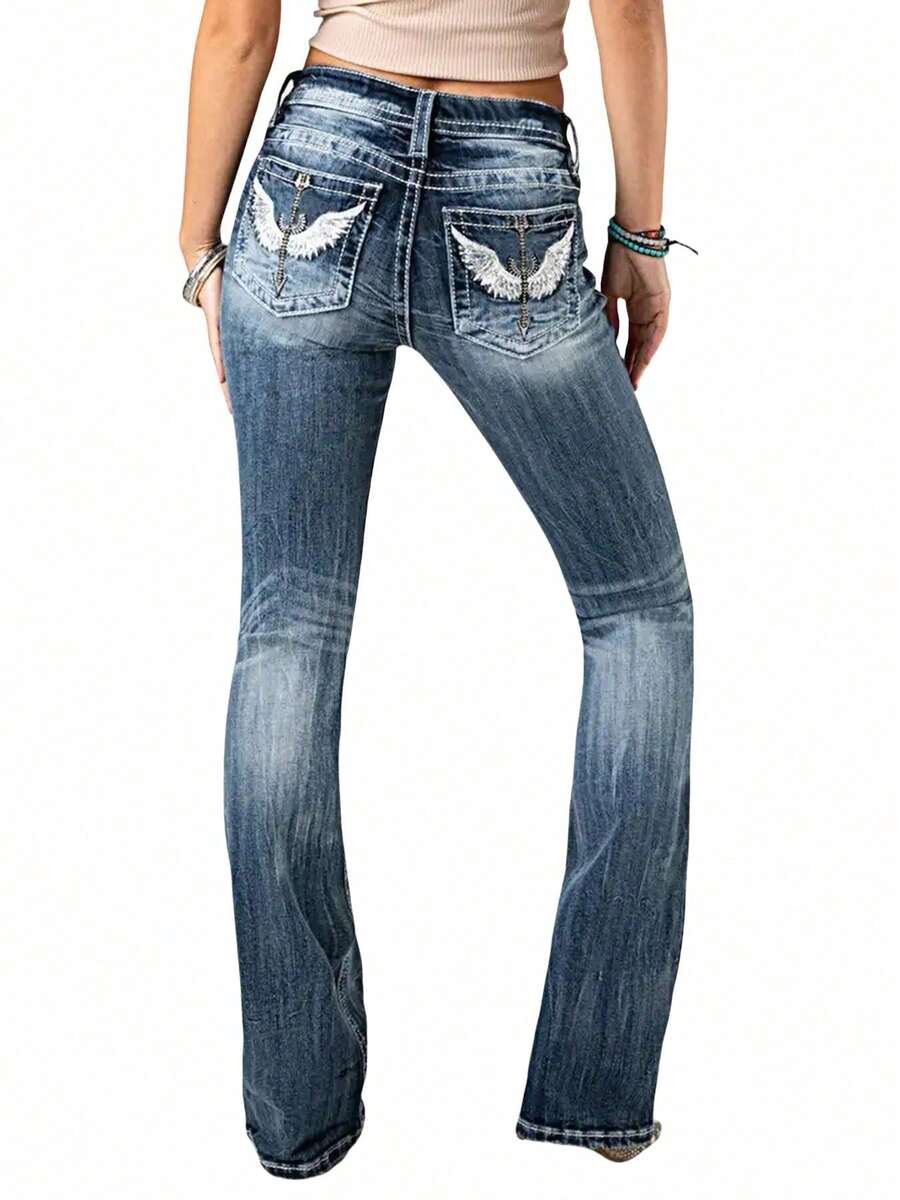 Denim Slim-Fit Stretch Micro-Flared Jeans - Hải quân - Xem 1