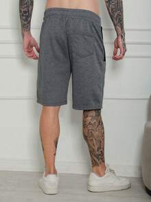 Men's Sweatpants Shorts /Zipped Pockets /Elastic Waist - 深灰色 - 查看 2