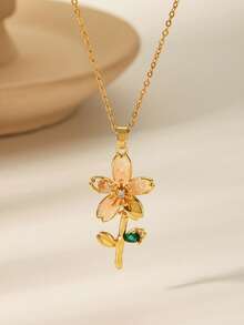 Fairy Tale Style Semi-Precious Stone Necklace, Butterfly, Cloud, Flower, Planet Pendant, Gold Delicate Chain Necklace, Everyday Sweet Outfit Accessory - Gold - View 6