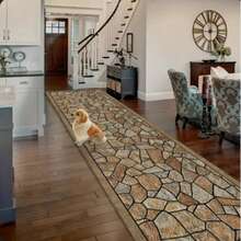 1pc Autumn Style Faux Stone Texture Long Runner Rug - Non-Slip, Machine Washable Polyester Carpet, Suitable For Hallway, Living Room, Bedroom, Laundry Room - Multicolor - View 4