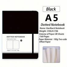 Cuaderno de tapa dura premium con correa, páginas interiores punteadas, papel grueso que no se traspasa, adecuado para notas diarias y registros de reuniones de oficina, estilos de color macaron - A5 - Ver 19