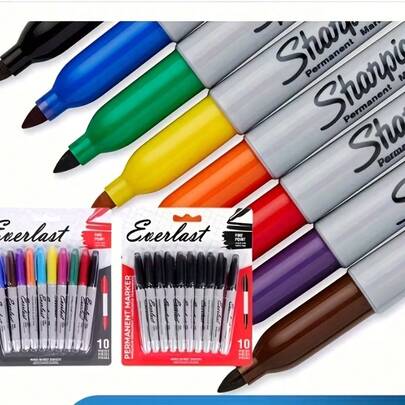 3/5/6/10/12pcs/Set Permanent Markers - Fine Tip Permanent Markers, Suitable For Color Marking, Painting, Art Creation - Quick Drying And Smudge-Proof, Long-Lasting And Durable, Applicable To Paper, Fabric, Plastic Materials, Classroom, Office, Handicraft, Tattoo Drawing Pens, Tattoo Oil-Based Colored Markers, Highlighters