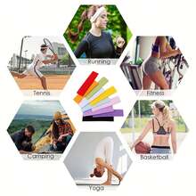 多件套豹纹纯色四季运动瑜伽头带，男女跑步吸汗发带，弹性健身化妆头带，女士头巾，优雅发饰，休闲吸汗发带 - 彩色 - 查看 5