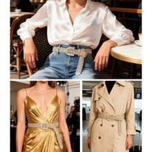 Barry.Wang Rhinestone Belts For Women Silver Gold Bling Belt Diamond Crystal Studded For Jeans Dress Bridesmaid Bridal Ladies - Thắt lưng RRoseDiamondCoolBelt + Quà tặng miễn phí - Xem 4