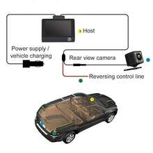 ONEEKA Grabadora de conducción de automóviles de alta definición con múltiples lentes, imagen de marcha atrás de gran angular de 1080P de alta definición del automóvil frente al automóvil, DVR de video oculto de tres lentes con visión nocturna de 1080P de alta definición - negro - Ver 6