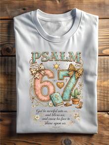 Western Psalm 67 Shirt, Six Seven T-Shirt, Coquette Christian Bible Verse Tee, Gift For Christians, Turquoise Brown Bow Shirts, Religious Women T-Shirts. JFA-80 - 白色 - 查看 1
