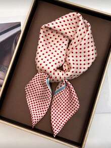 1pc Women's Luxury Elegant Fashion Polka Dot Print 27.6"X27.6" Silk Bandana Scarf, Spring Accessory - Multicolor - View 1