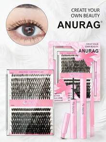New Arrival 12-Piece Fluffy Eyelash Set - With Bottom Lashes/'s Eye Style/Fairy Lashes/Full Thick Clusters (30D-100D), Easy Beginners & Pros, Travel/Dances/Gatherings/Daily/Holiday Gifts - 黑色 - 查看 10