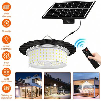 Outdoor Solar Hanging Light With Motion Sensor, Featuring 5 Modes And A Remote Control, Offers 360° Wide-Angle Illumination,  Emergency Power Bank,Suitable For Patios, Decks, Sheds, Camping, And Gazebos