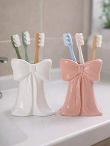1pc Nordic Bow-Knot Toothbrush Holder, Electric Toothbrush Stand, Cosmetic Storage Rack, Toothbrush Organizer, Home Desktop Decor, Stylish Room Decoration, Home Decor, Space-Saving Storage, For Kitchen, Bathroom, Bedroom - Multicolor - View 4