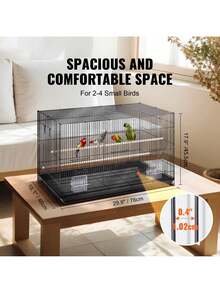 30in Bird Cage, Metal Large Parakeet Cages For Cockatiels Small Parrot Budgies Lovebirds Canaries, Pet Bird Cage With Rolling Stand And Tray - Black - View 2