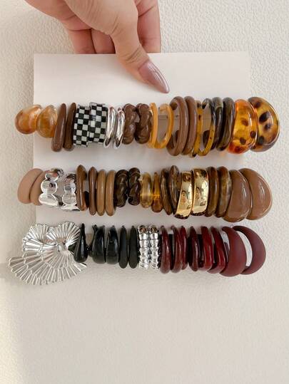 1-10对随机字母复古Y2K亚克力夸张时尚耳环套装，盲盒组合，母亲节、情人节、圣诞节、新年礼物，日常佩戴