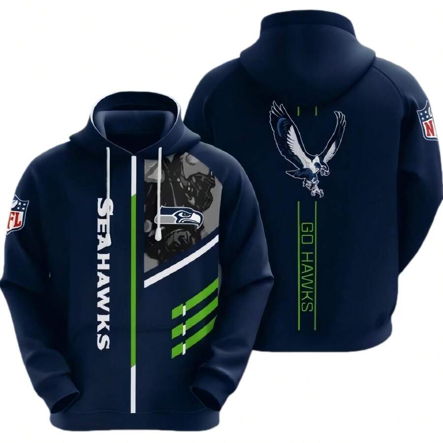 Sea-Ttle Seah-Awks  Hood Pocket Pullover Sweater Hoodie Gift For Fan Zip Hoodie Men's And Women's Hoodie - 混合色 - 查看 1