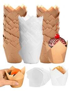 郁金香纸杯托，高品质松饼架，适用于婚礼、生日、周年纪念日、特殊场合、节日、家庭烘焙 - 彩色 - 查看 4