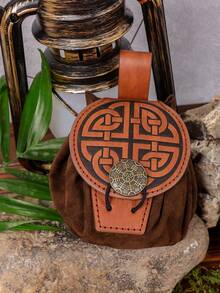 Medieval Viking Style Waist Bag - PU Leather Renaissance Coin Pouch, Ideal For Hiking, Cosplay & Halloween Gifts - Brown - View 4