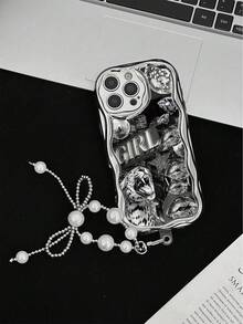 Pearl Patchwork Painted New Flat Printing Bracelet Electroplated Cream Texture Soft Case Compatible With IP17/IP17PROMAX/Iphone16//Iphone16pro/Iphone16promax/Iphone15/ XR /7p8p/P12promax/P13promax/P14PROMAX /P13/P14/P11/P12/P14 Women Soft Anti-Fall XS/S/XSMAX/78GES2 Cute Fashion Thick Phone Case Cover - Multicolor - View 5