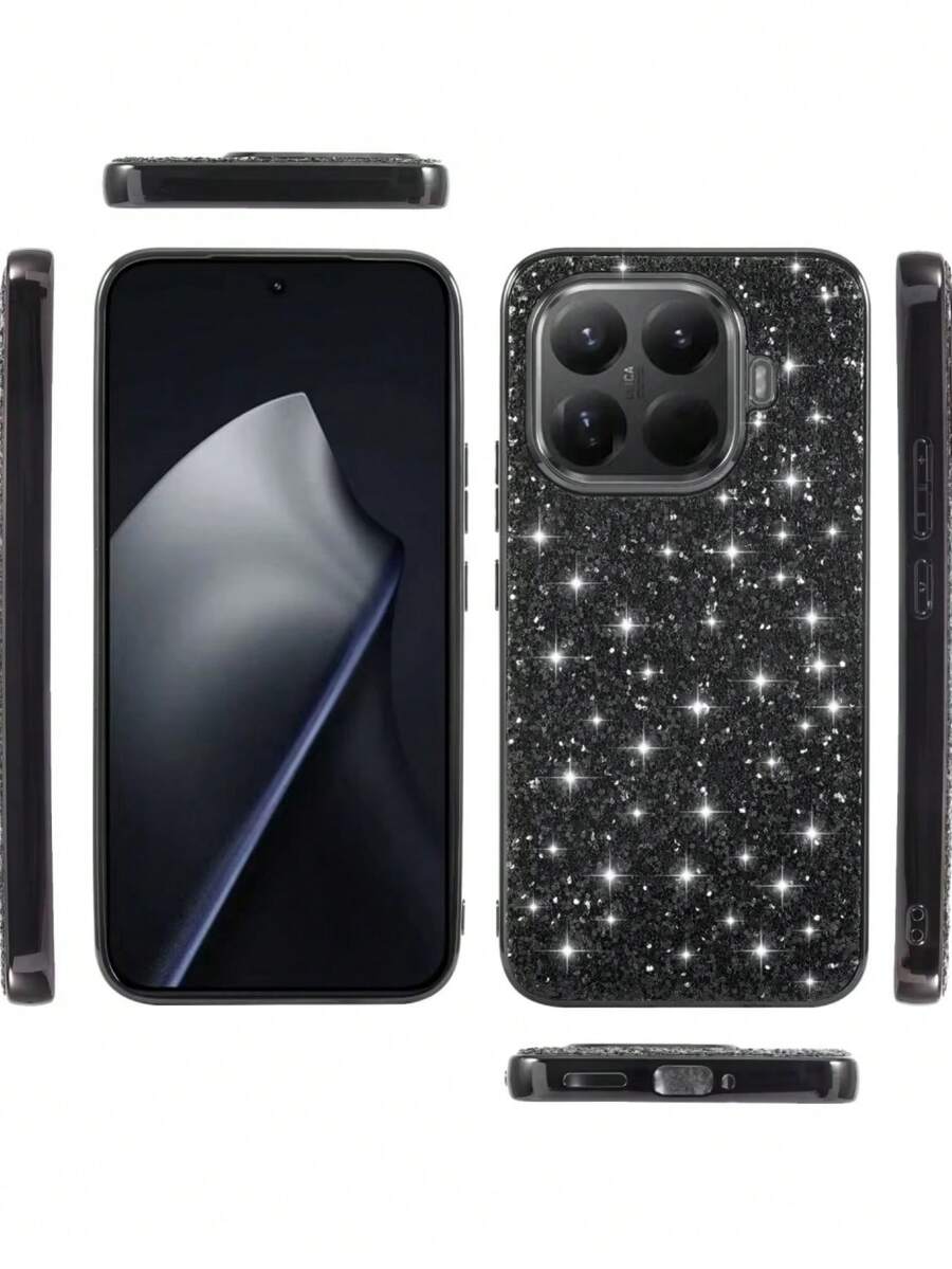 Luxury Bling Glitter Full Coverage Premium Feel TPU Phone Case Compatible With Xiaomi 15T 14T Pro 5G Girl Fashion Protective Cover - Black - View 1