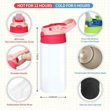 6 PACK  Sublimation Tumblers, 12oz Blank Sippy Cups, Stainless Steel Sublimation Water Bottle Blanks For DIY Heat Press Print Crafting Gift (6pack) - Bộ 6 cái - Xem 3