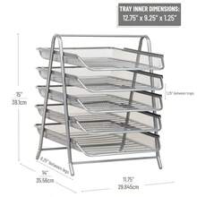 caja de archivostes Mind Reader 5-Tier Pr T Desktop Organizer File Stoe Office Ml Mes 11.75 L x 14 W x 14.5  Silvercaja de archivos - Plateado - Ver 3