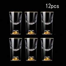 6个/12个装，15毫升/2盎司迷你金山杯/24K金箔底杯，适用于酒吧、俱乐部、家庭聚会、父亲节礼物 - 彩色 - 查看 12