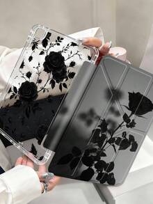 这款黑色玫瑰花纹平板电脑保护套兼容苹果Air 11英寸M3（2025款）/M2（2024款）、第五代Air（2022款）、（A16）11英寸第十一代（2025款），也兼容三星Galaxy Tab平板电脑和Kindle Paperwhite第十二代（2024款）。透明背壳，时尚图案保护套，支持自动休眠和唤醒功能，配备气囊保护，适合作为礼物或办公用品。 - 彩色 - 查看 5