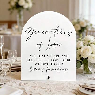 Biển hiệu acrylic "Các thế hệ tình yêu", Biển hiệu đám cưới "Các thế hệ tình yêu", Biển hiệu đám cưới "Các thế hệ", Biển hiệu để bàn bằng acrylic, Tấm trang trí bàn làm việc bằng acrylic